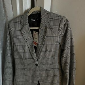 NWT Zara Plaid Blazer Size 6